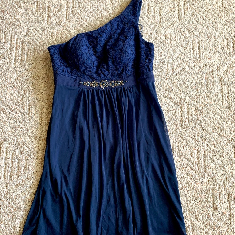 Adrianna papell navy bridesmaid prom dress 12